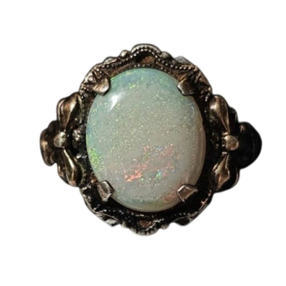 Vintage Clark & Coombs 10K Sterling Australian Opal Ring Sz 5